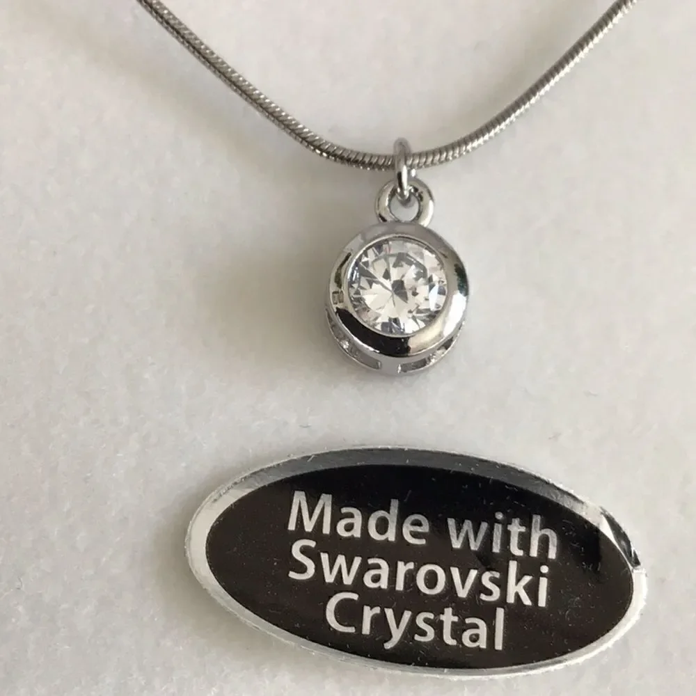 Swarovski Crystal Caged Circle Silver Pendant Necklace - Picture 2 of 6